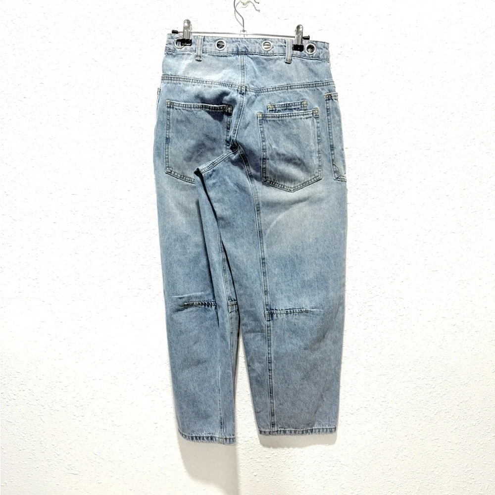 Cali1850 barrel legs big patch pockets Women's Light Blue Jeans‎ 1/25
